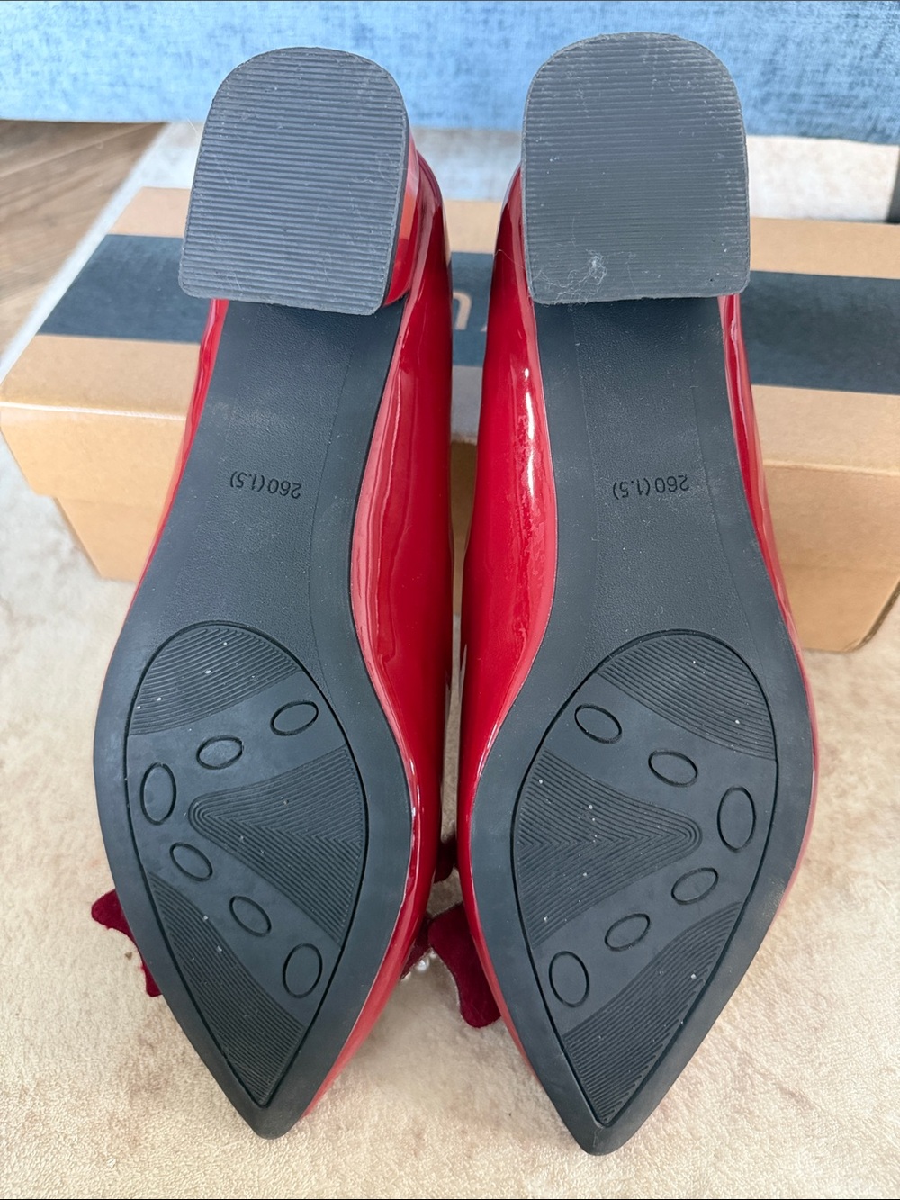 Pearl-Bow Patent Red Pointed-Toe Flats - Picture 5 of 9